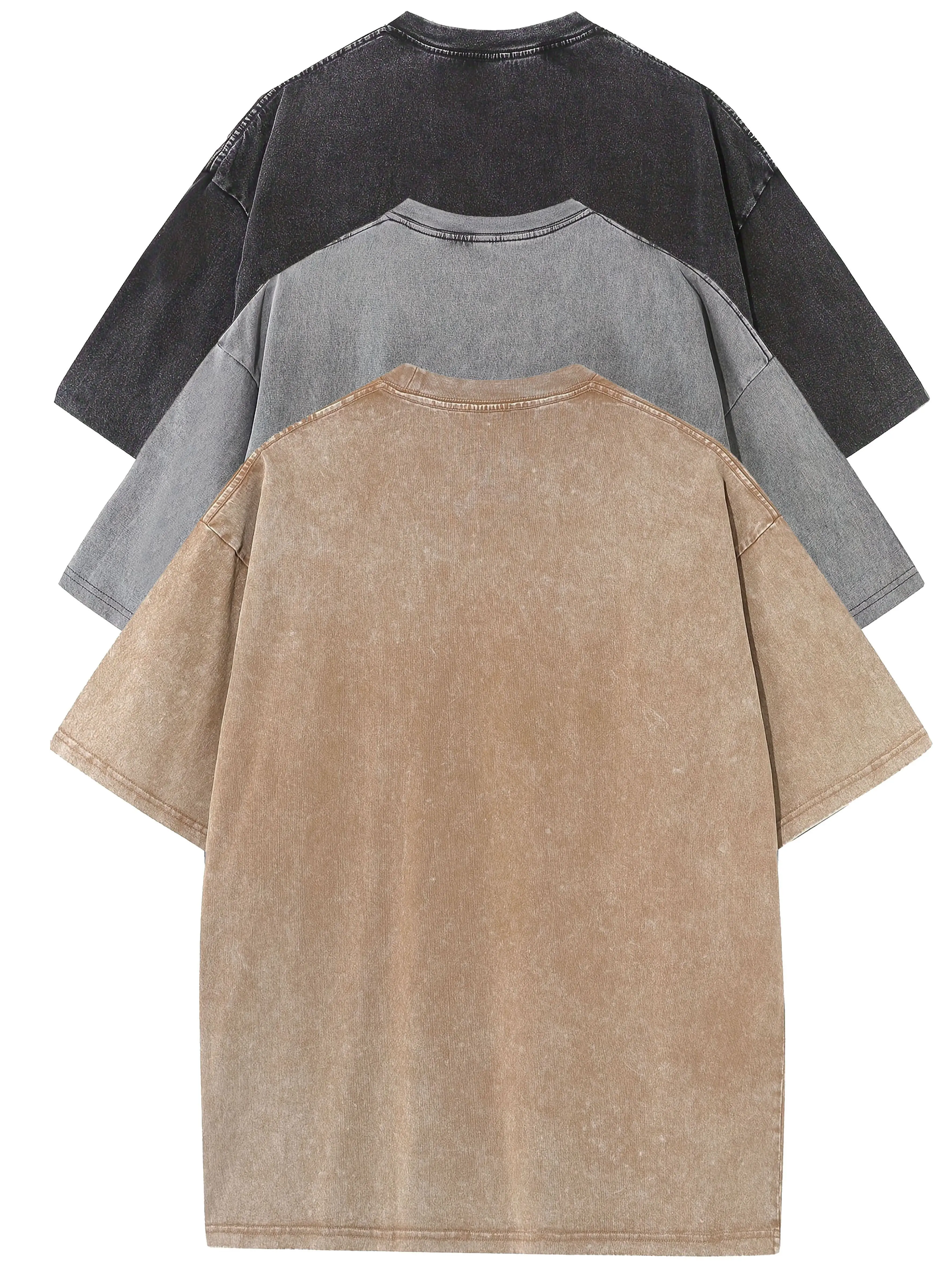 3pcs Men's 100% Cotton Loose-Fit T-Shirts in Solid Colors Casual Short Sleeve Crew Neck Ideal for Summer Outdoor