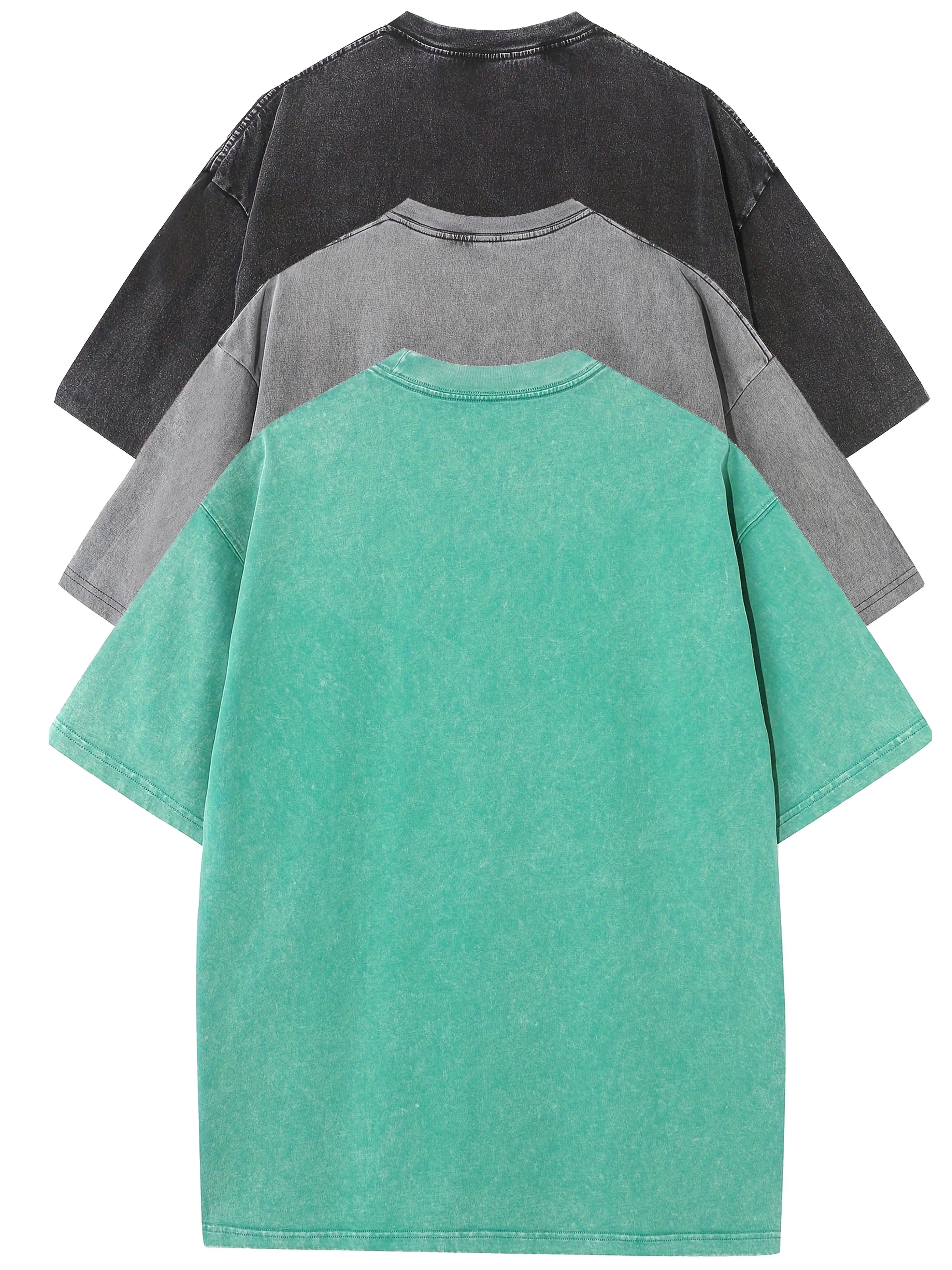 3pcs Men's 100% Cotton Loose-Fit T-Shirts in Solid Colors Casual Short Sleeve Crew Neck Ideal for Summer Outdoor