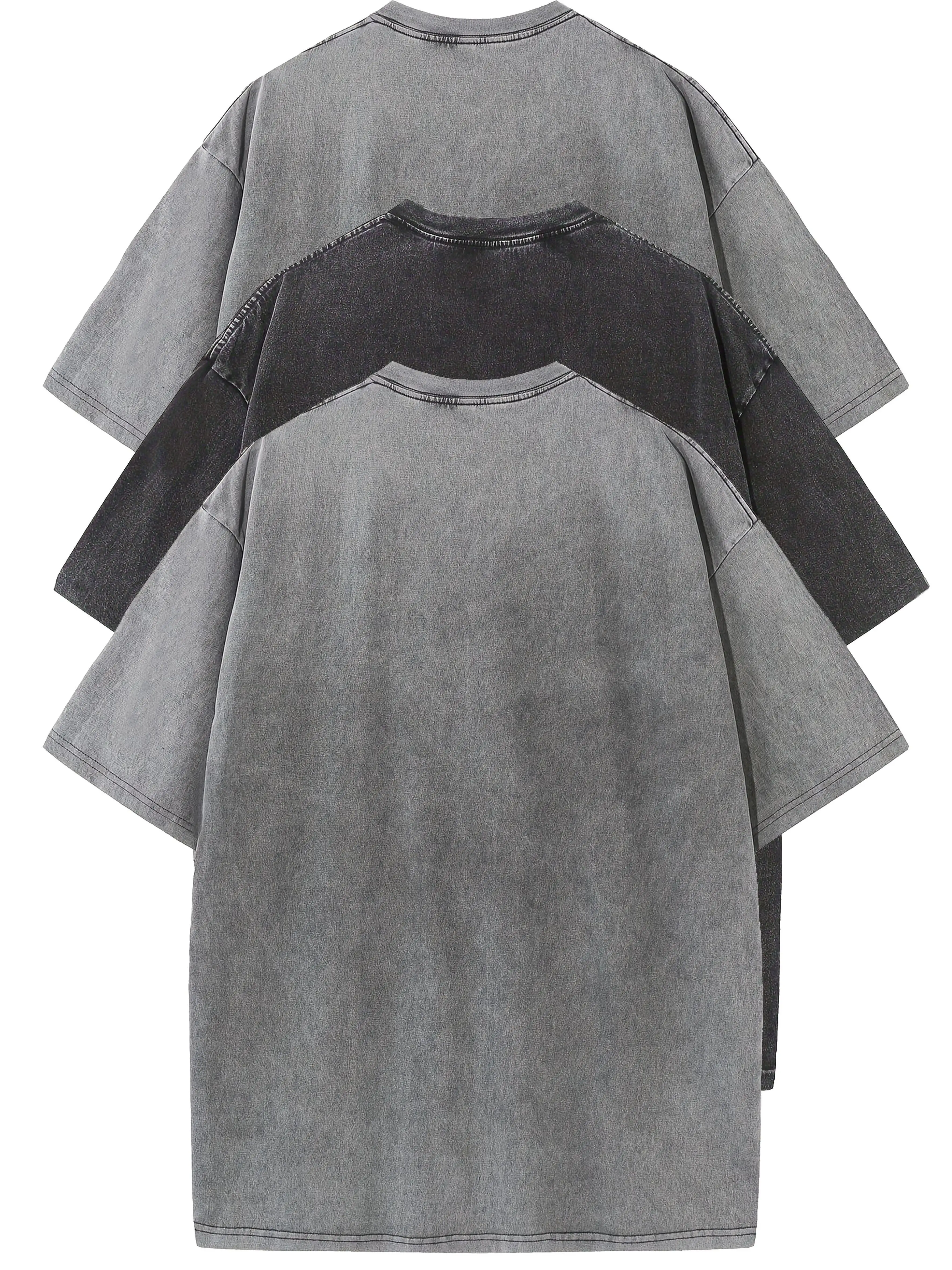 3pcs Men's 100% Cotton Loose-Fit T-Shirts in Solid Colors Casual Short Sleeve Crew Neck Ideal for Summer Outdoor