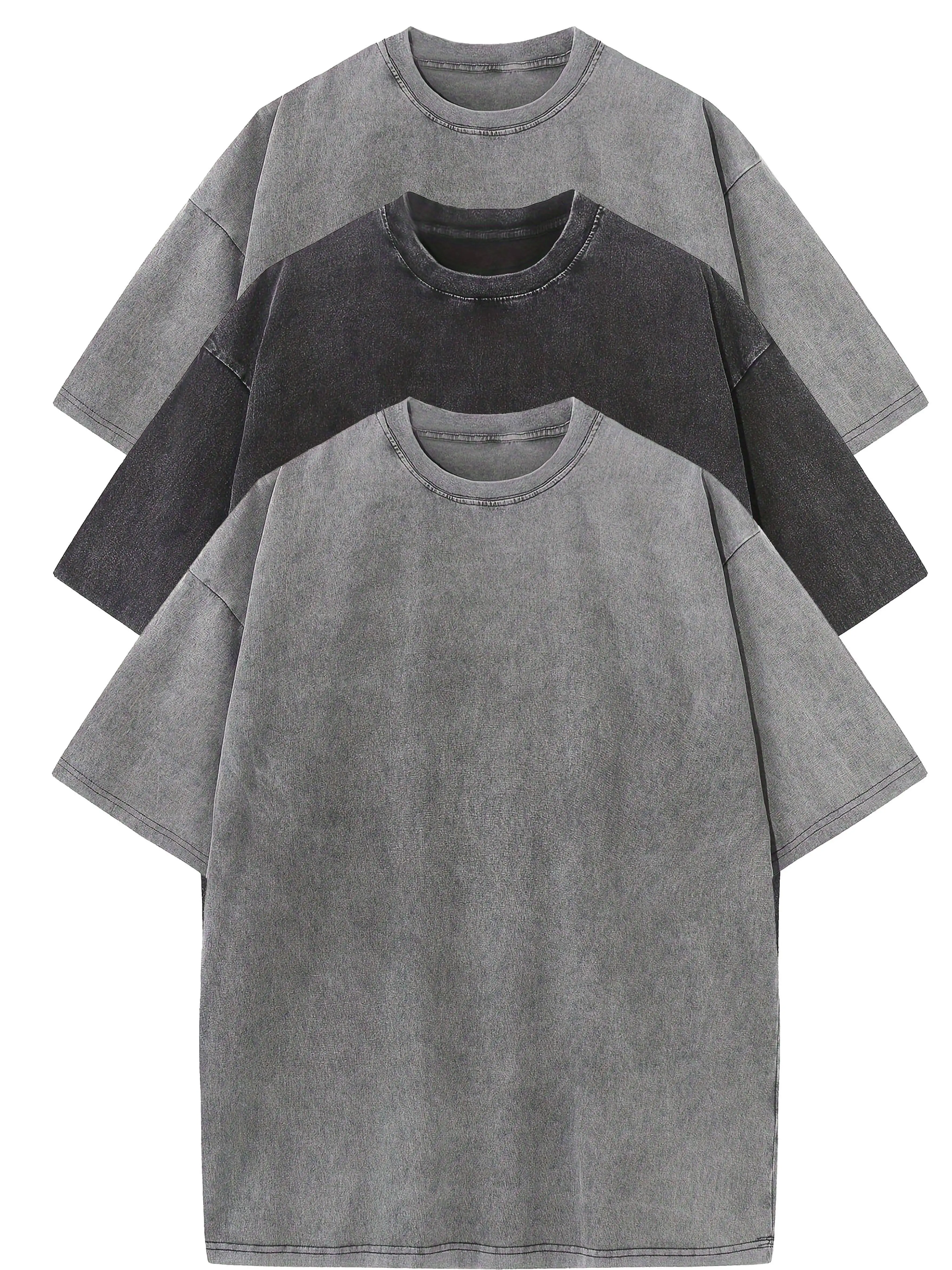 3pcs Men's 100% Cotton Loose-Fit T-Shirts in Solid Colors Casual Short Sleeve Crew Neck Ideal for Summer Outdoor