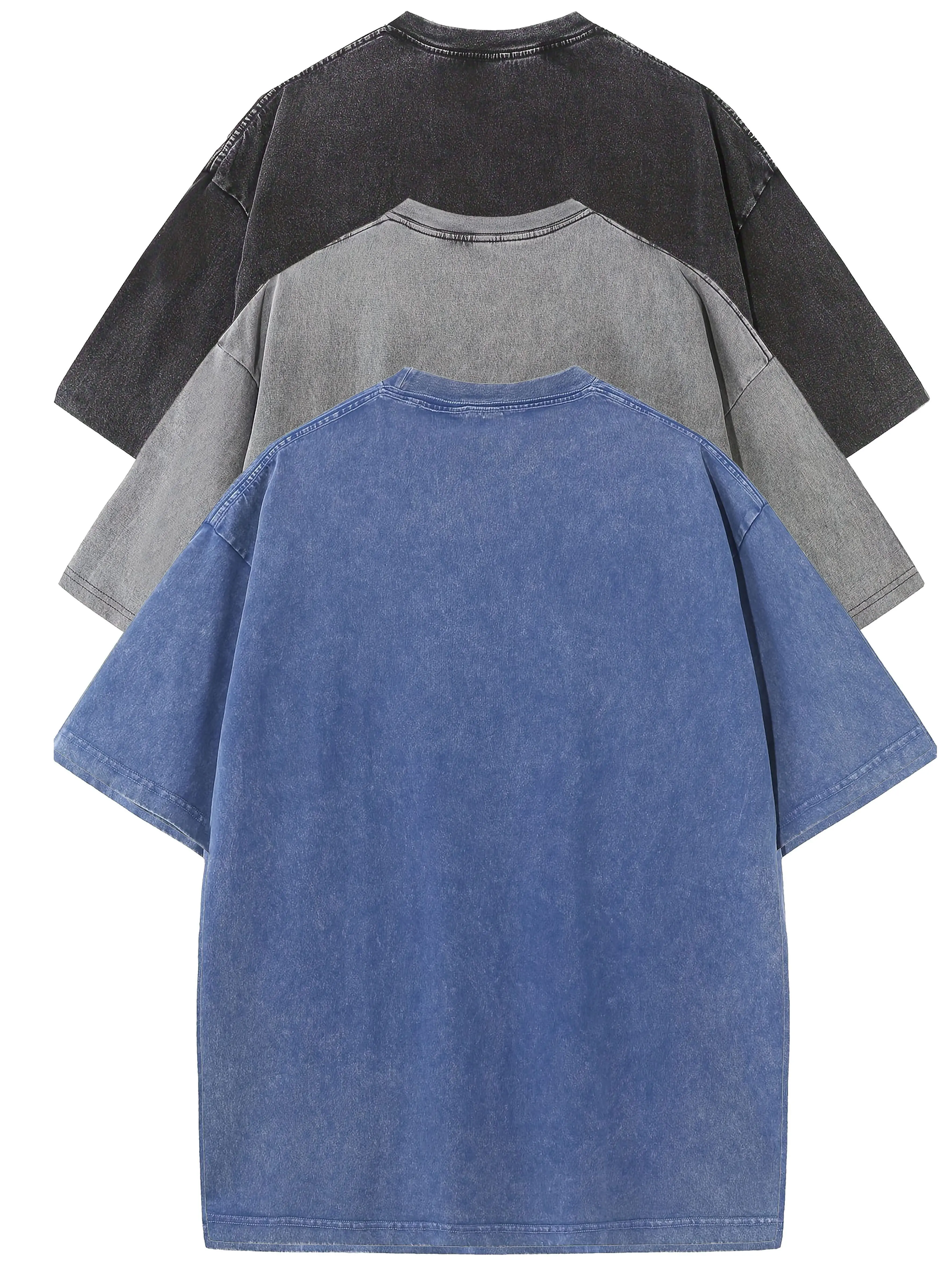 3pcs Men's 100% Cotton Loose-Fit T-Shirts in Solid Colors Casual Short Sleeve Crew Neck Ideal for Summer Outdoor
