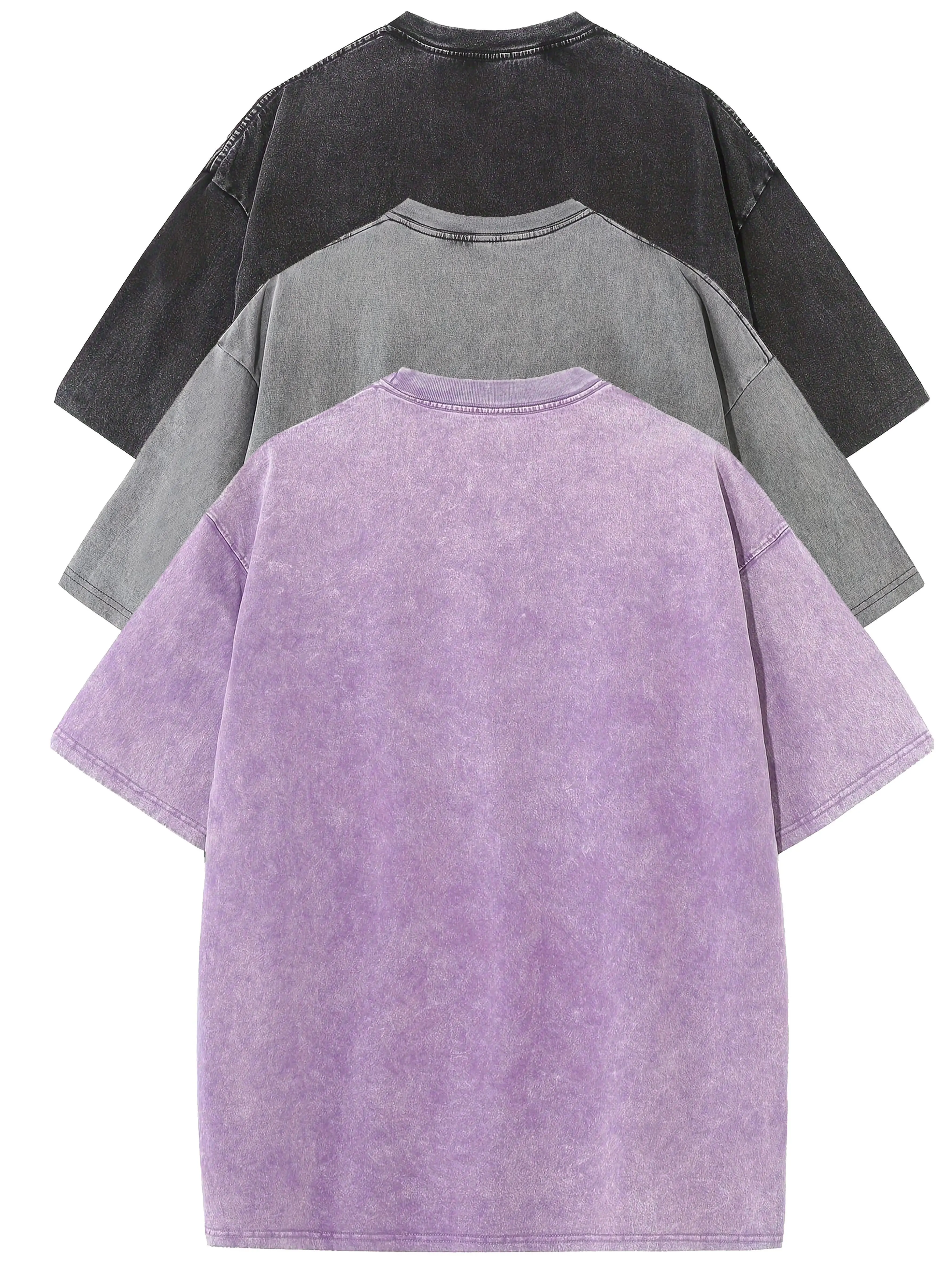 3pcs Men's 100% Cotton Loose-Fit T-Shirts in Solid Colors Casual Short Sleeve Crew Neck Ideal for Summer Outdoor