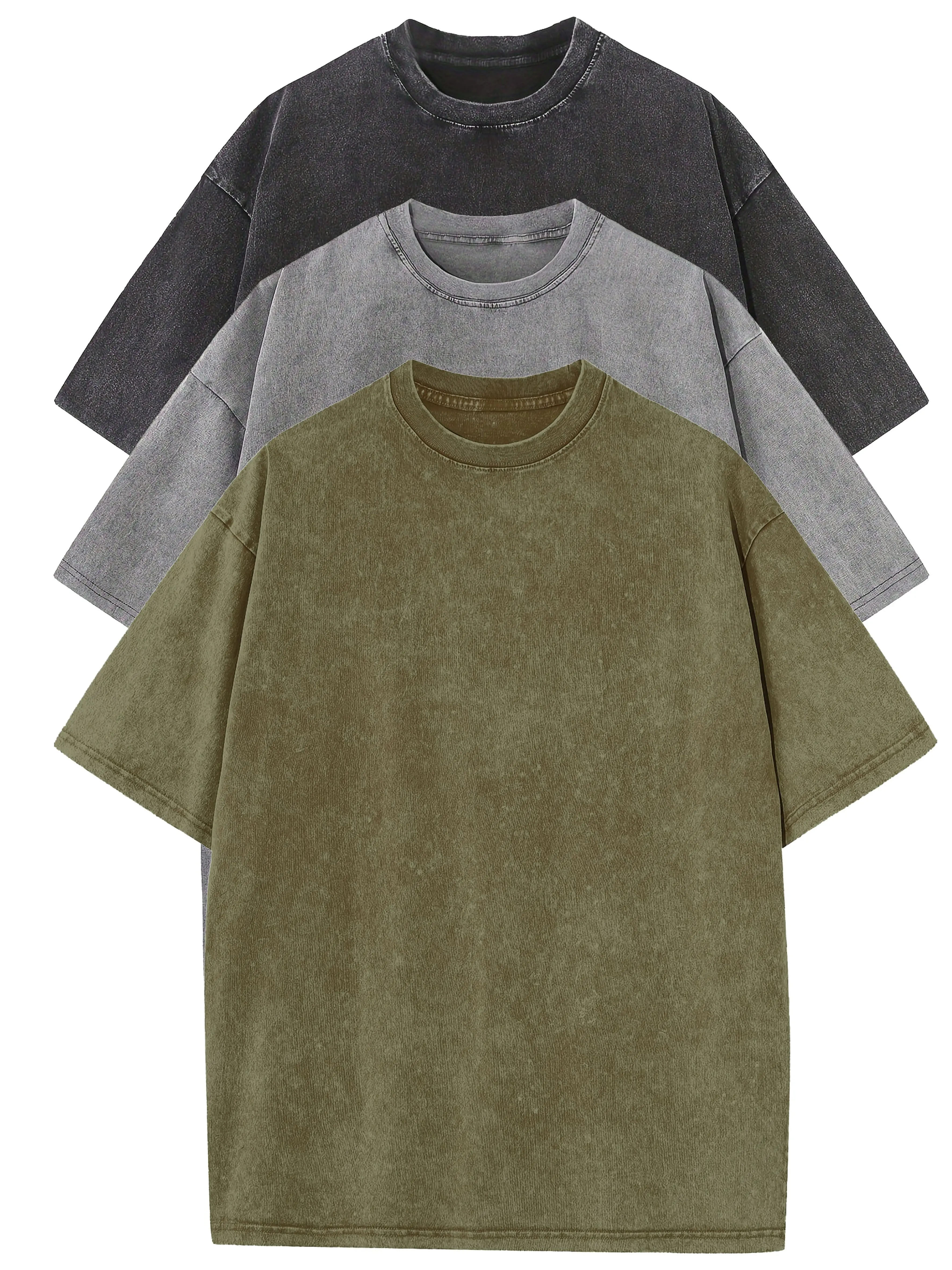 3pcs Men's 100% Cotton Loose-Fit T-Shirts in Solid Colors Casual Short Sleeve Crew Neck Ideal for Summer Outdoor
