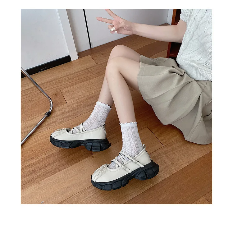 Designer Chunky Women Mary Jane Shoes Autumn Fashion Shallow Butterfly-knot Platform Flat Shoes Ladies Casual Outdoor Shoes