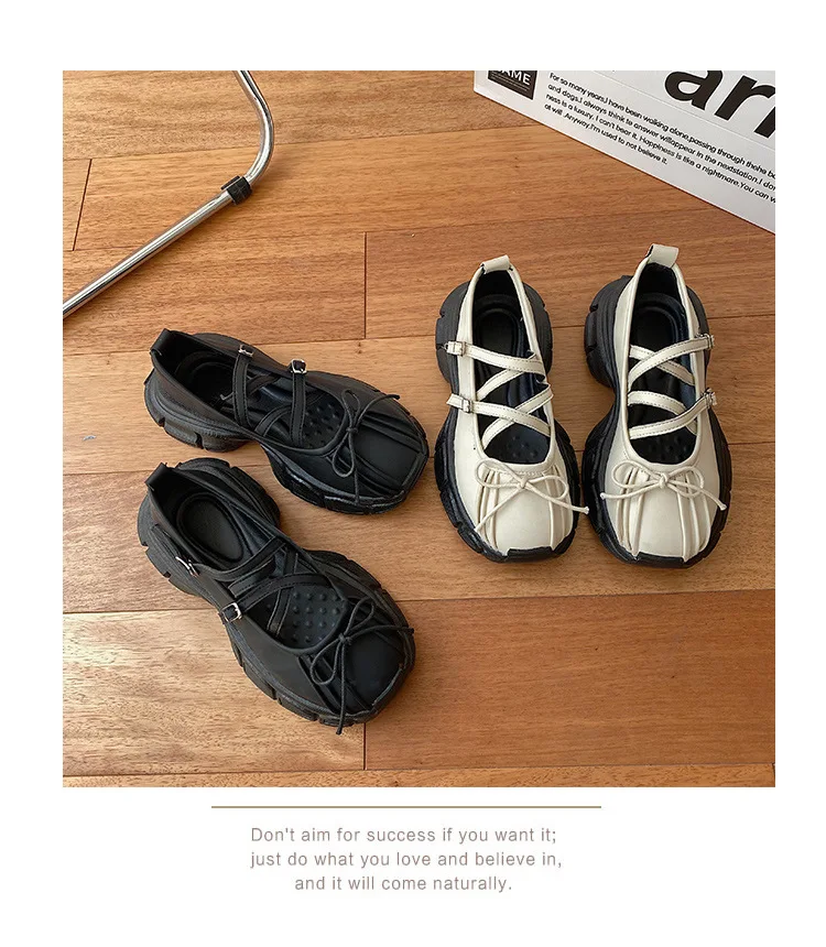 Designer Chunky Women Mary Jane Shoes Autumn Fashion Shallow Butterfly-knot Platform Flat Shoes Ladies Casual Outdoor Shoes