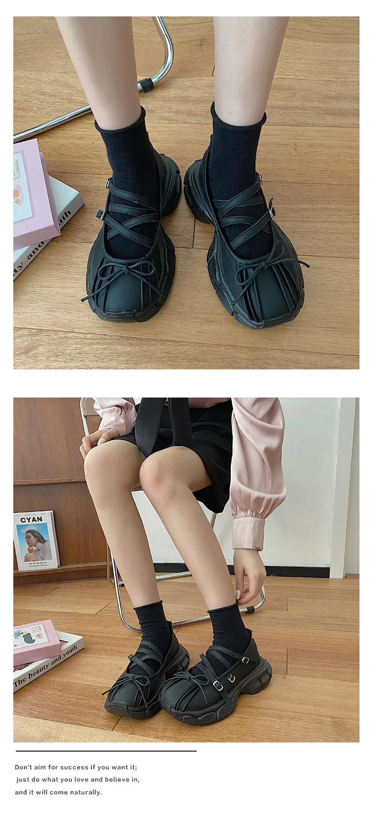 Designer Chunky Women Mary Jane Shoes Autumn Fashion Shallow Butterfly-knot Platform Flat Shoes Ladies Casual Outdoor Shoes