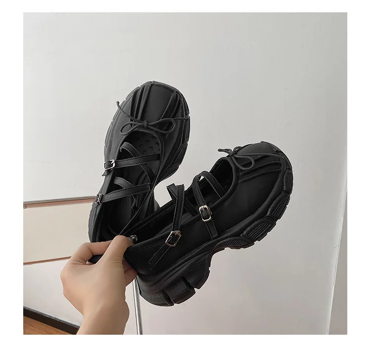 Designer Chunky Women Mary Jane Shoes Autumn Fashion Shallow Butterfly-knot Platform Flat Shoes Ladies Casual Outdoor Shoes