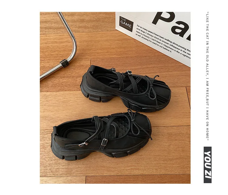 Designer Chunky Women Mary Jane Shoes Autumn Fashion Shallow Butterfly-knot Platform Flat Shoes Ladies Casual Outdoor Shoes