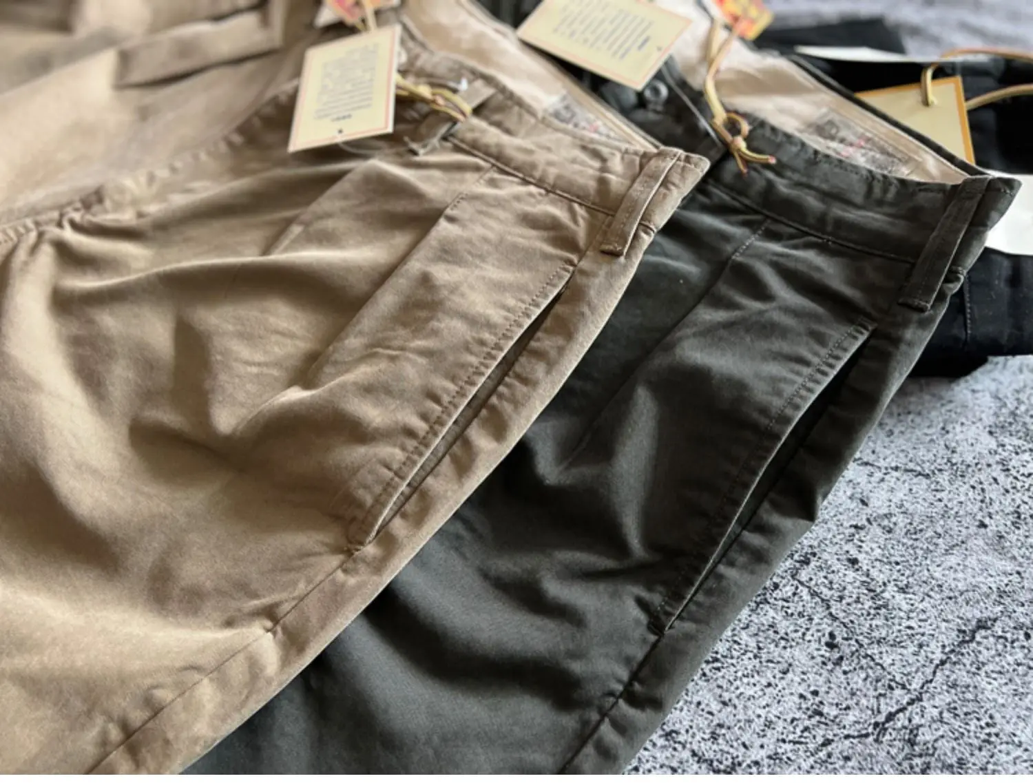 Amekaji Heavyweight Pure Cotton Twill Reinforced Work Pants Loose Tapered Straight-leg Basic Solid Color Casual Trousers for Men