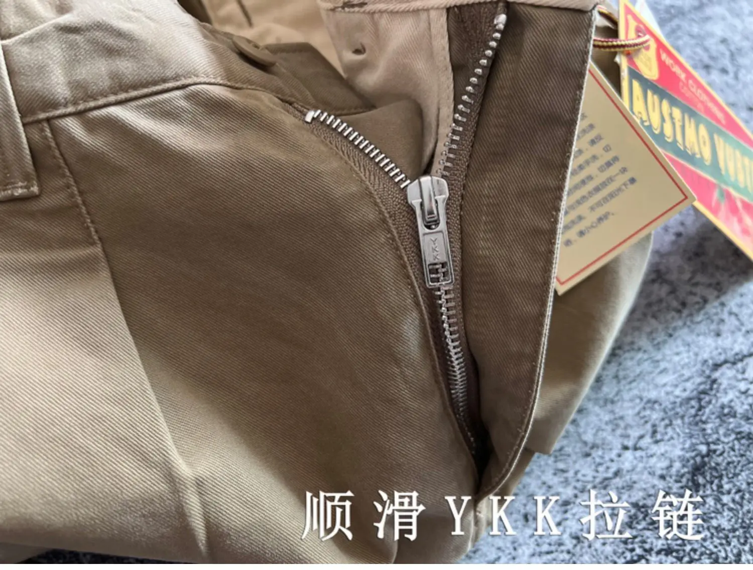 Amekaji Heavyweight Pure Cotton Twill Reinforced Work Pants Loose Tapered Straight-leg Basic Solid Color Casual Trousers for Men
