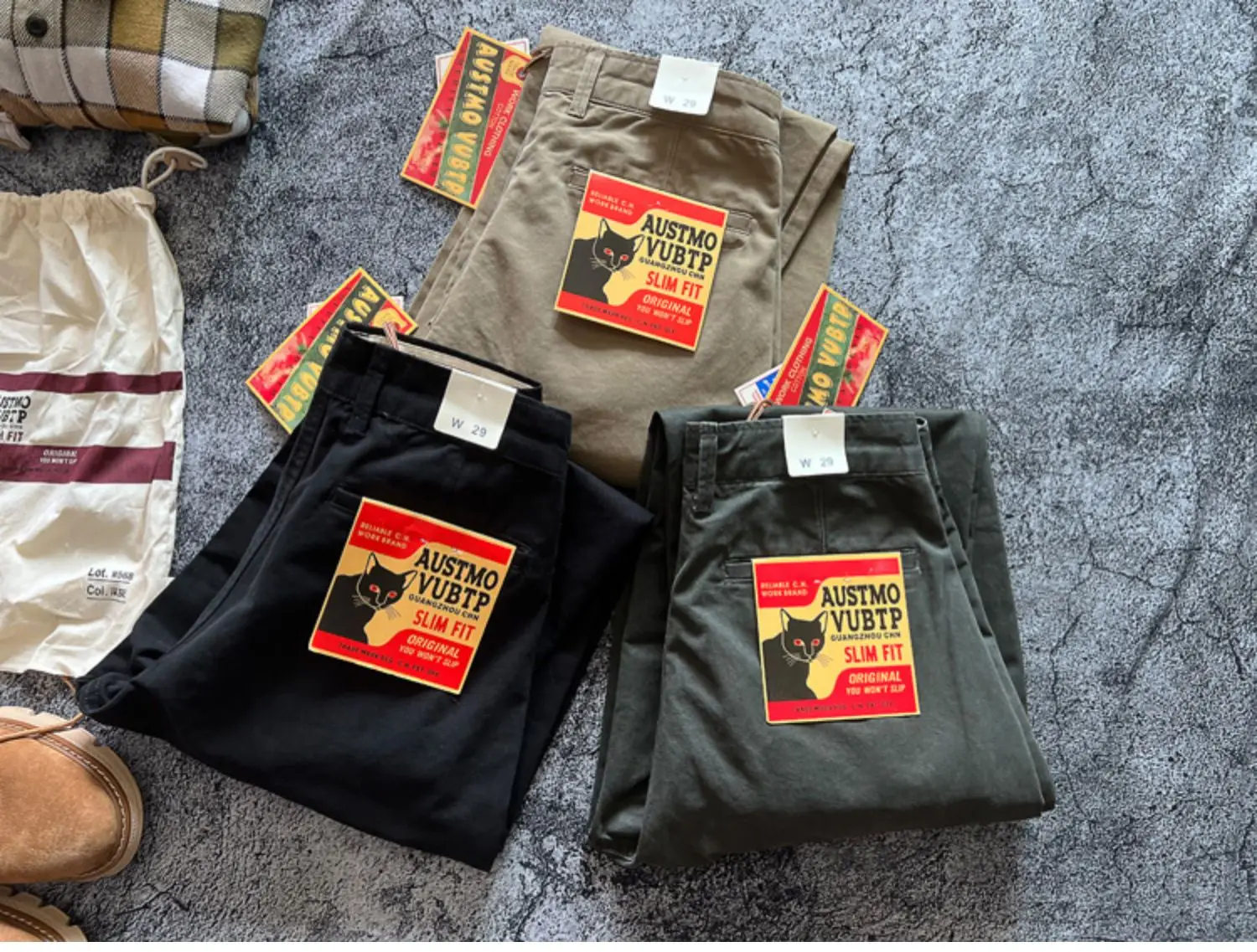Amekaji Heavyweight Pure Cotton Twill Reinforced Work Pants Loose Tapered Straight-leg Basic Solid Color Casual Trousers for Men