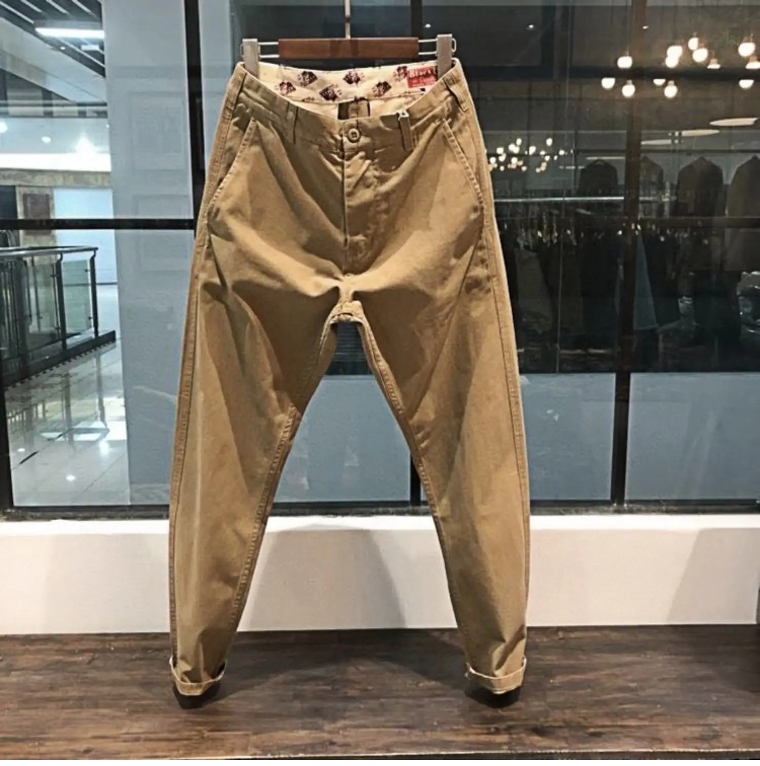 Amekaji Heavyweight Pure Cotton Twill Reinforced Work Pants Loose Tapered Straight-leg Basic Solid Color Casual Trousers for Men