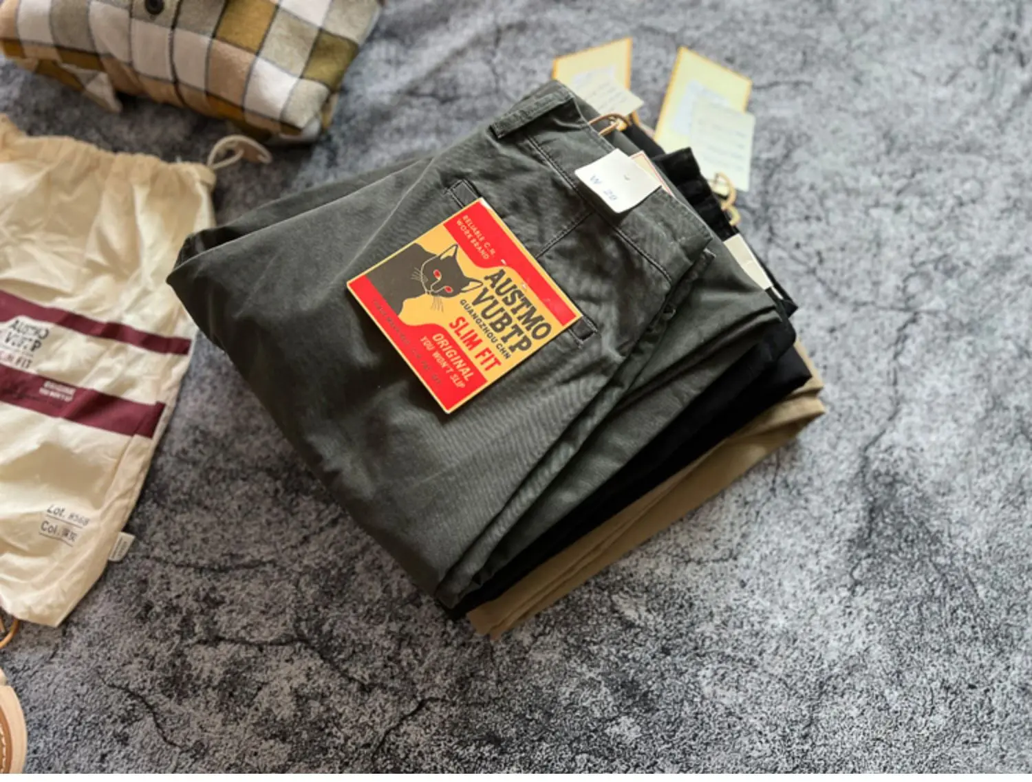 Amekaji Heavyweight Pure Cotton Twill Reinforced Work Pants Loose Tapered Straight-leg Basic Solid Color Casual Trousers for Men