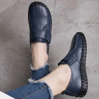 New Lug Sole Ballet Flats Women's Genuine Leather Shoes Size 42 Woman Anti Skid Loafers Brand Luxury Handmade Vintage Moccasins