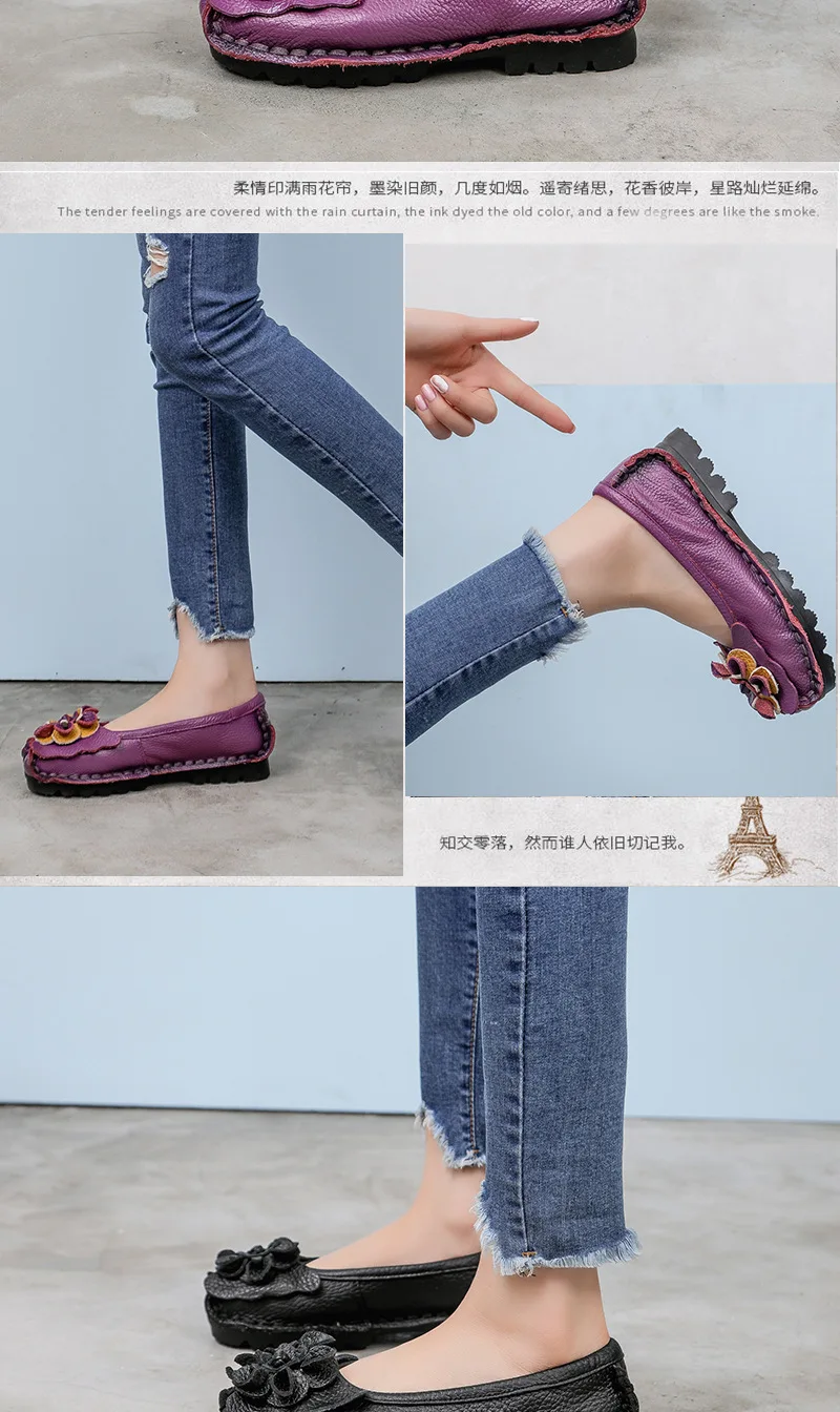 New Lug Sole Ballet Flats Women's Genuine Leather Shoes Size 42 Woman Anti Skid Loafers Brand Luxury Handmade Vintage Moccasins