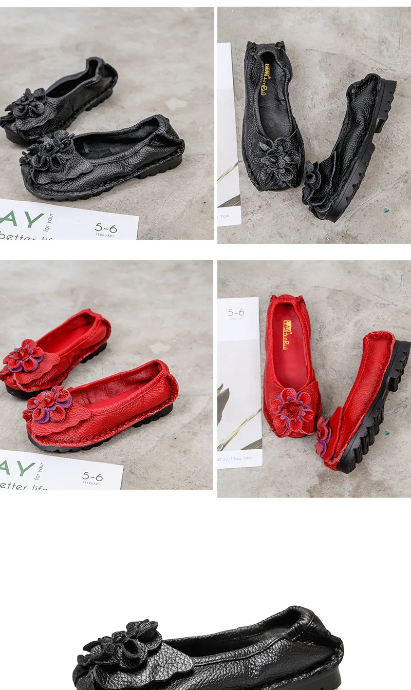 New Lug Sole Ballet Flats Women's Genuine Leather Shoes Size 42 Woman Anti Skid Loafers Brand Luxury Handmade Vintage Moccasins