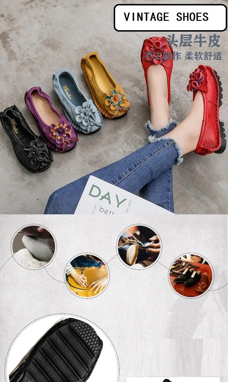New Lug Sole Ballet Flats Women's Genuine Leather Shoes Size 42 Woman Anti Skid Loafers Brand Luxury Handmade Vintage Moccasins