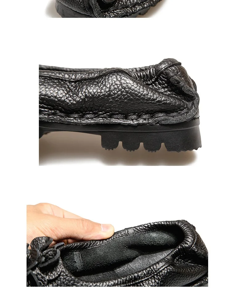 New Lug Sole Ballet Flats Women's Genuine Leather Shoes Size 42 Woman Anti Skid Loafers Brand Luxury Handmade Vintage Moccasins