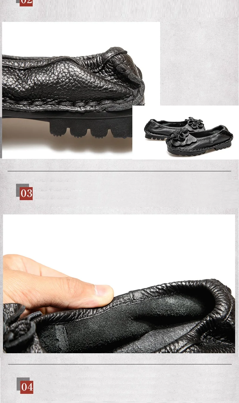 New Lug Sole Ballet Flats Women's Genuine Leather Shoes Size 42 Woman Anti Skid Loafers Brand Luxury Handmade Vintage Moccasins