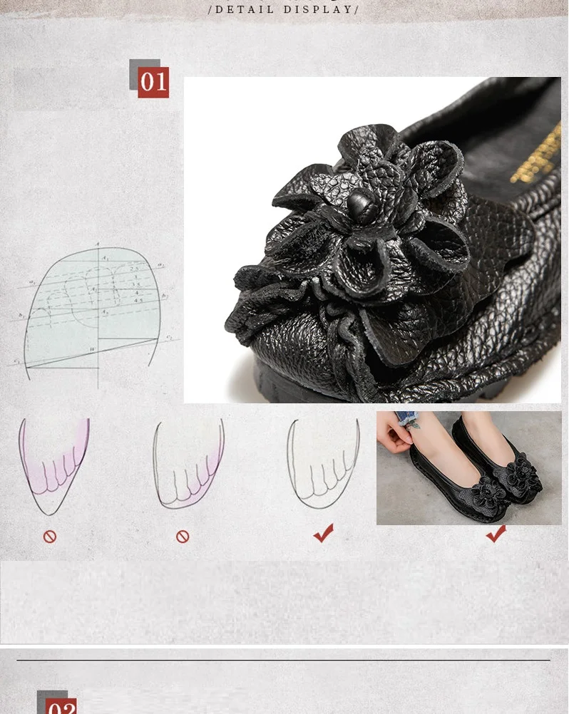 New Lug Sole Ballet Flats Women's Genuine Leather Shoes Size 42 Woman Anti Skid Loafers Brand Luxury Handmade Vintage Moccasins
