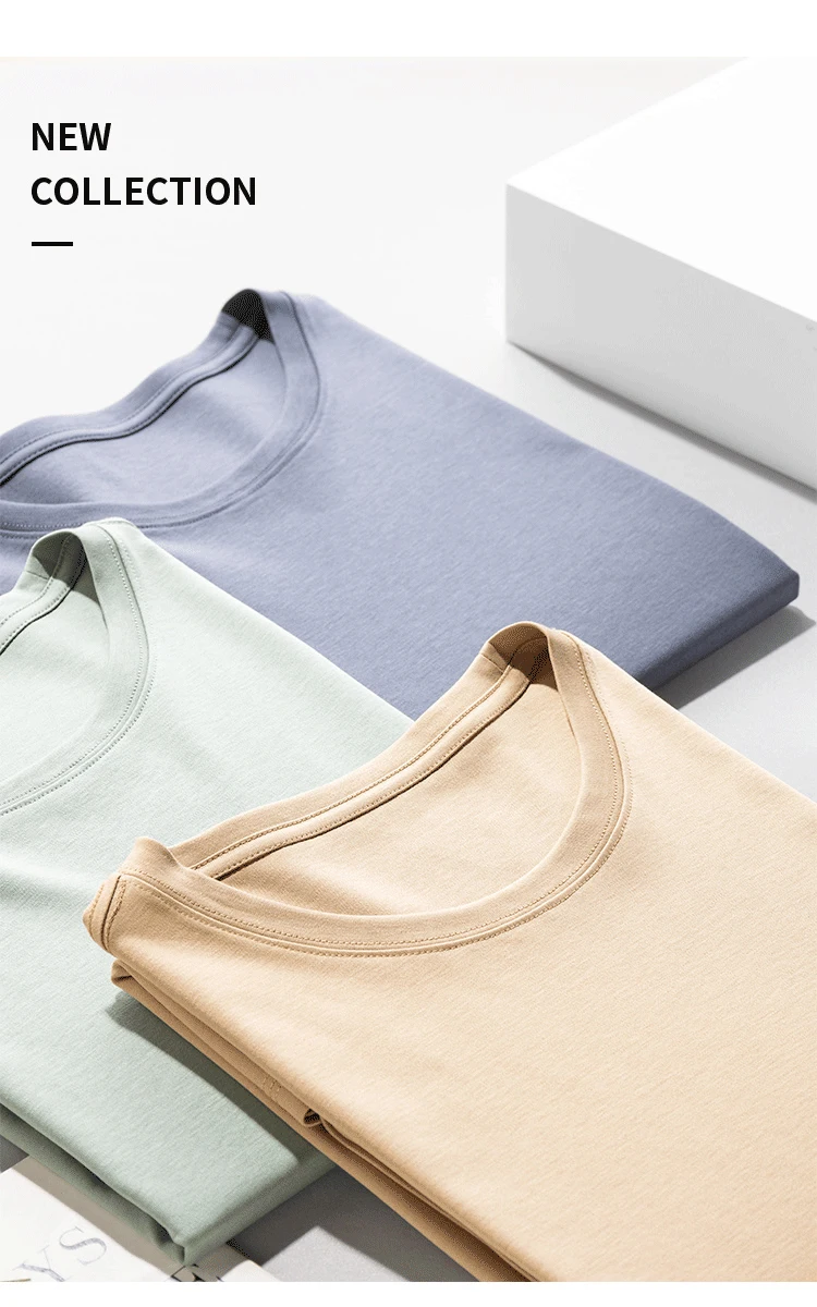 Men's High-end Fabric Silk Mercerized Cotton T-shirt Crew Neck Luxury Tee Short Sleeve Silky Feeling Summer Wear Vacation V-neck
