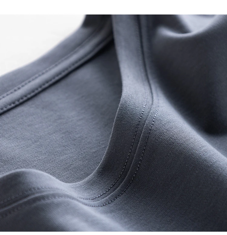 Men's High-end Fabric Silk Mercerized Cotton T-shirt Crew Neck Luxury Tee Short Sleeve Silky Feeling Summer Wear Vacation V-neck