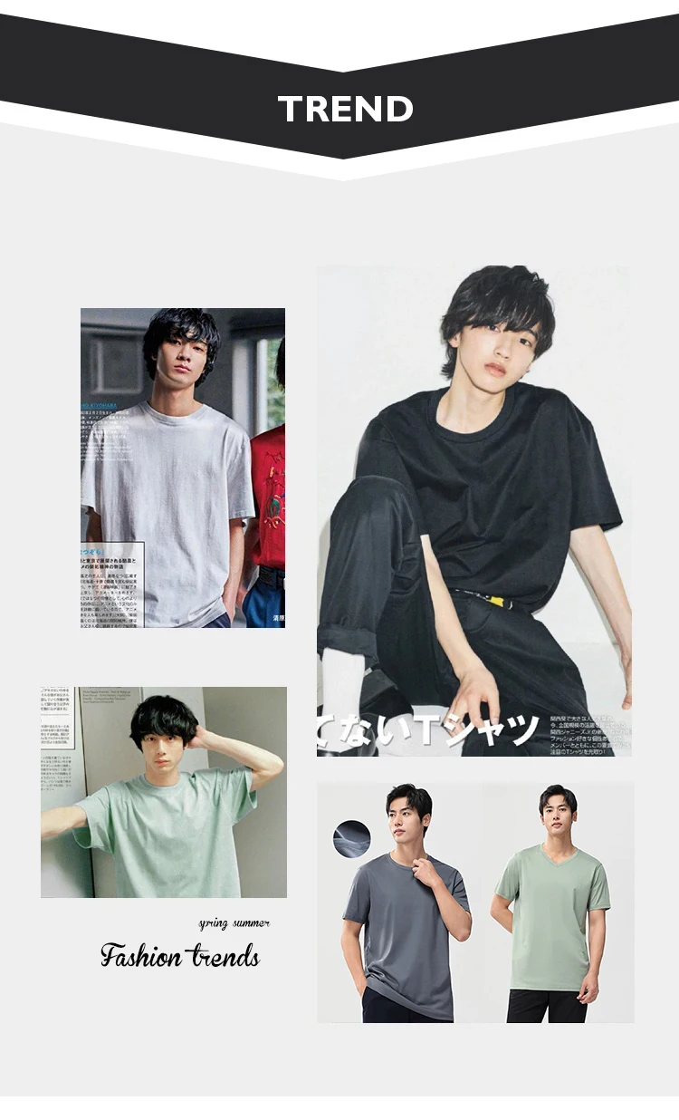 Men's High-end Fabric Silk Mercerized Cotton T-shirt Crew Neck Luxury Tee Short Sleeve Silky Feeling Summer Wear Vacation V-neck