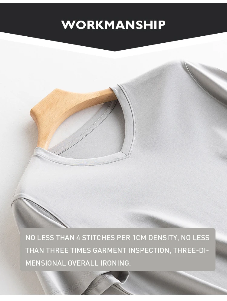 Men's High-end Fabric Silk Mercerized Cotton T-shirt Crew Neck Luxury Tee Short Sleeve Silky Feeling Summer Wear Vacation V-neck