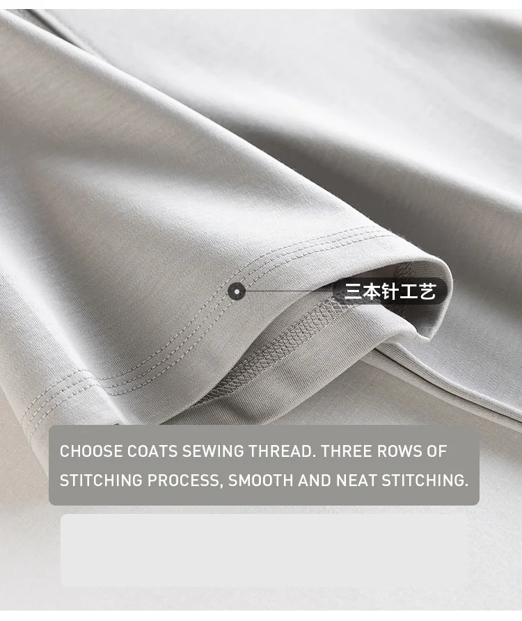 Men's High-end Fabric Silk Mercerized Cotton T-shirt Crew Neck Luxury Tee Short Sleeve Silky Feeling Summer Wear Vacation V-neck