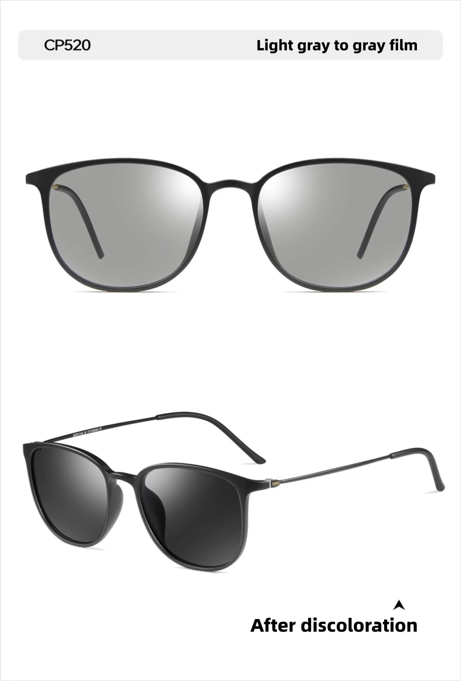 CAPONI Oval Men's Sunglasses Photochromic Polarized Sun Glasses For Men Protect UV Ray Super Light Small Size Eye Glasses BS520