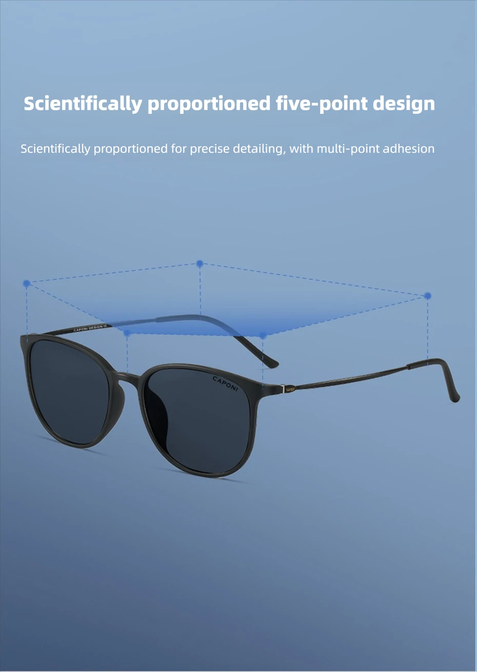 CAPONI Oval Men's Sunglasses Photochromic Polarized Sun Glasses For Men Protect UV Ray Super Light Small Size Eye Glasses BS520