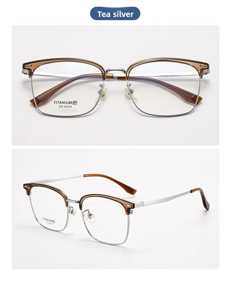 CLLOIO Ultralight Vintage Titanium Reading Glasses Anti Blue Light Eyebrow Frame Myopia Glasses Progressive Prescription Eyewear