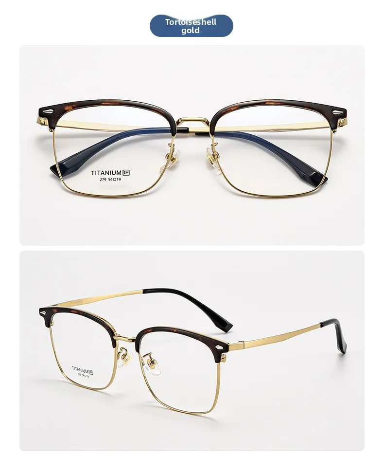 CLLOIO Ultralight Vintage Titanium Reading Glasses Anti Blue Light Eyebrow Frame Myopia Glasses Progressive Prescription Eyewear
