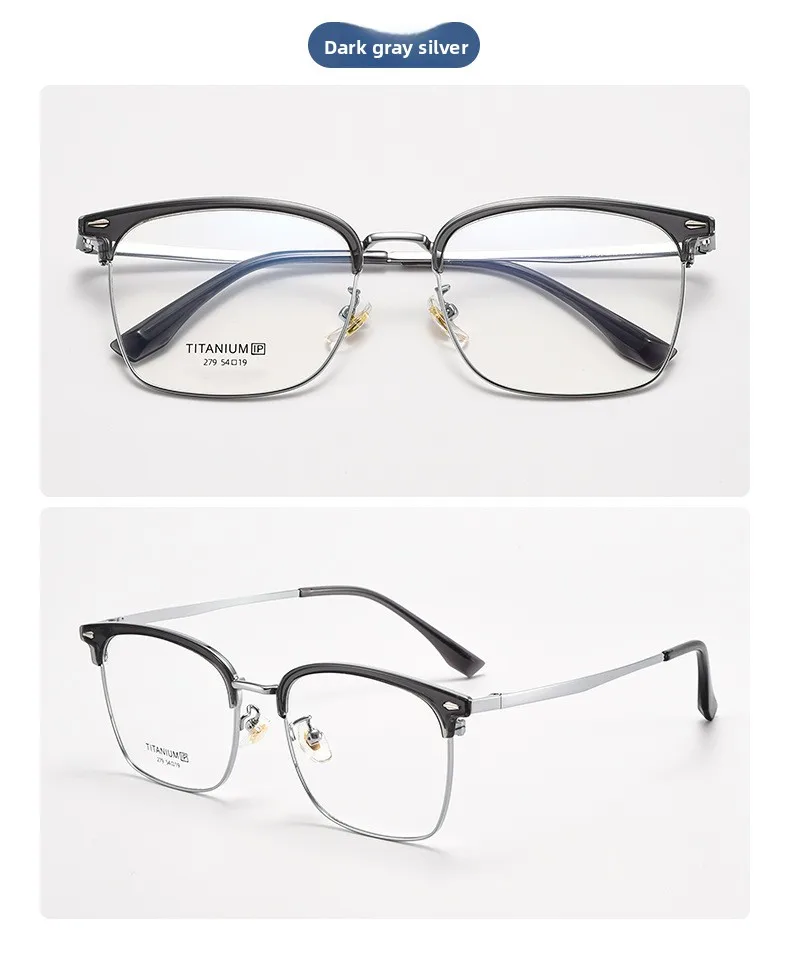 CLLOIO Ultralight Vintage Titanium Reading Glasses Anti Blue Light Eyebrow Frame Myopia Glasses Progressive Prescription Eyewear