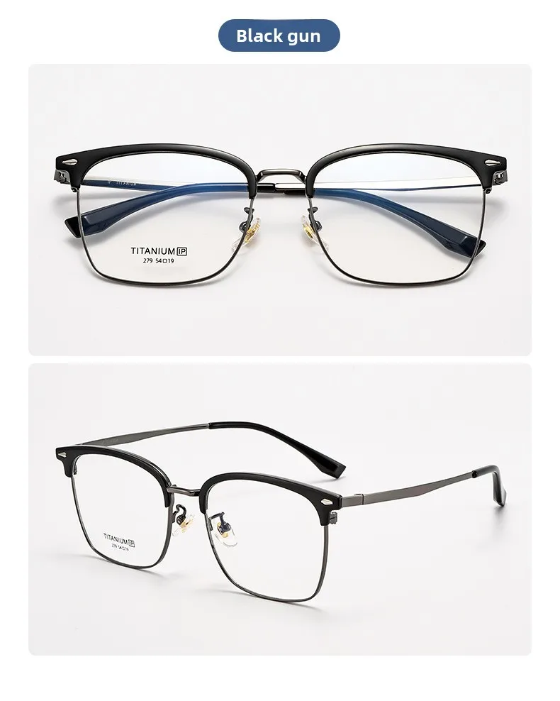 CLLOIO Ultralight Vintage Titanium Reading Glasses Anti Blue Light Eyebrow Frame Myopia Glasses Progressive Prescription Eyewear