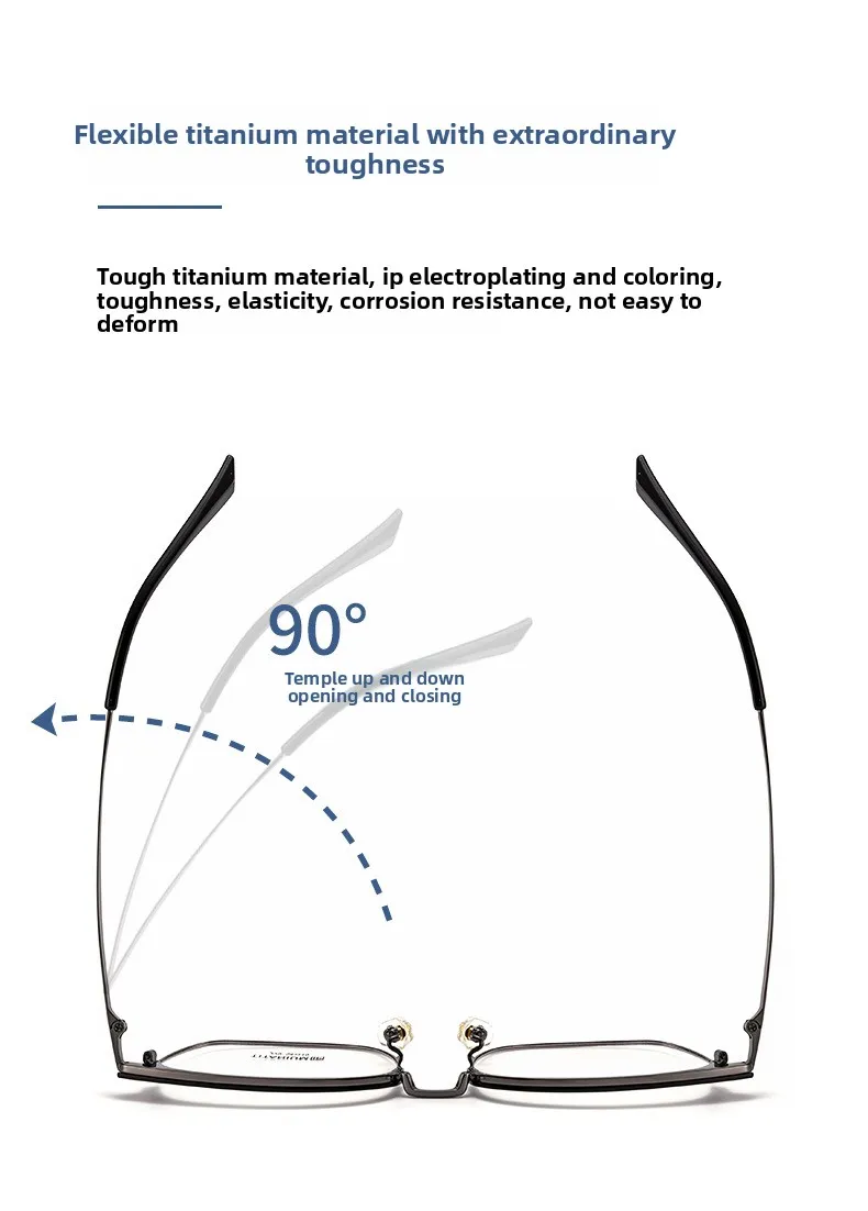 CLLOIO Ultralight Vintage Titanium Reading Glasses Anti Blue Light Eyebrow Frame Myopia Glasses Progressive Prescription Eyewear