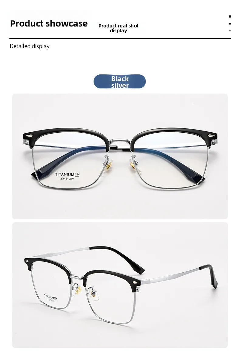 CLLOIO Ultralight Vintage Titanium Reading Glasses Anti Blue Light Eyebrow Frame Myopia Glasses Progressive Prescription Eyewear