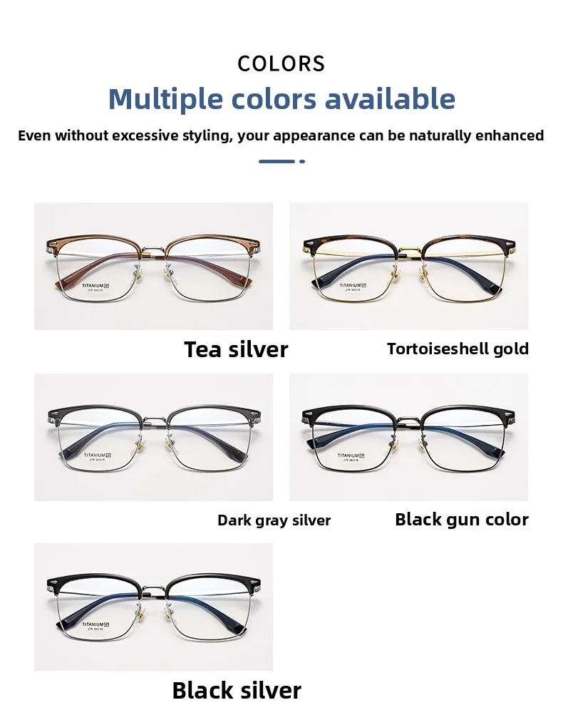 CLLOIO Ultralight Vintage Titanium Reading Glasses Anti Blue Light Eyebrow Frame Myopia Glasses Progressive Prescription Eyewear