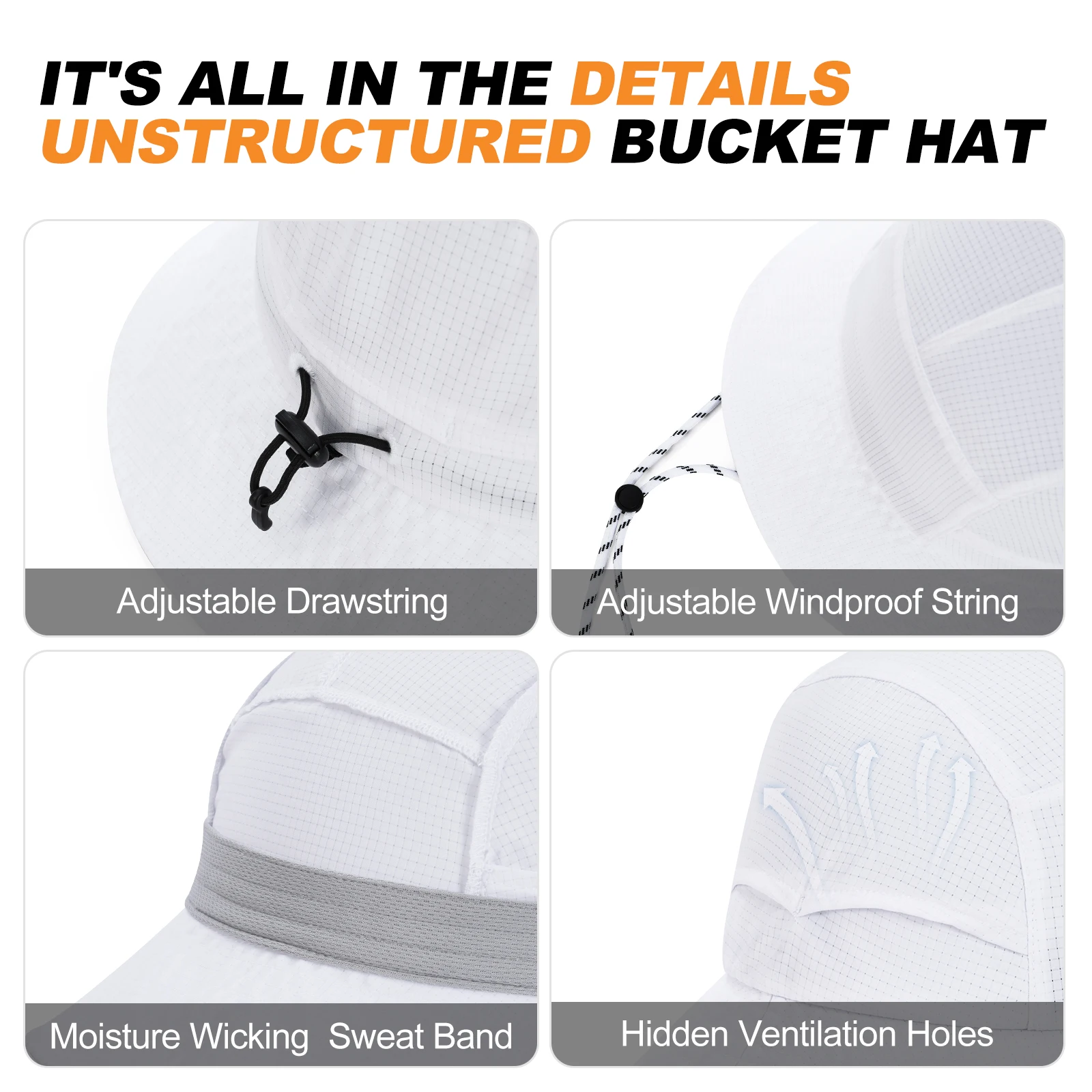 VOBOOM Women Unstructured Sun Protection Breathable Bucket Hat Lightweight Outdoor Cap Packable Spring Summer Beach Travel Hat