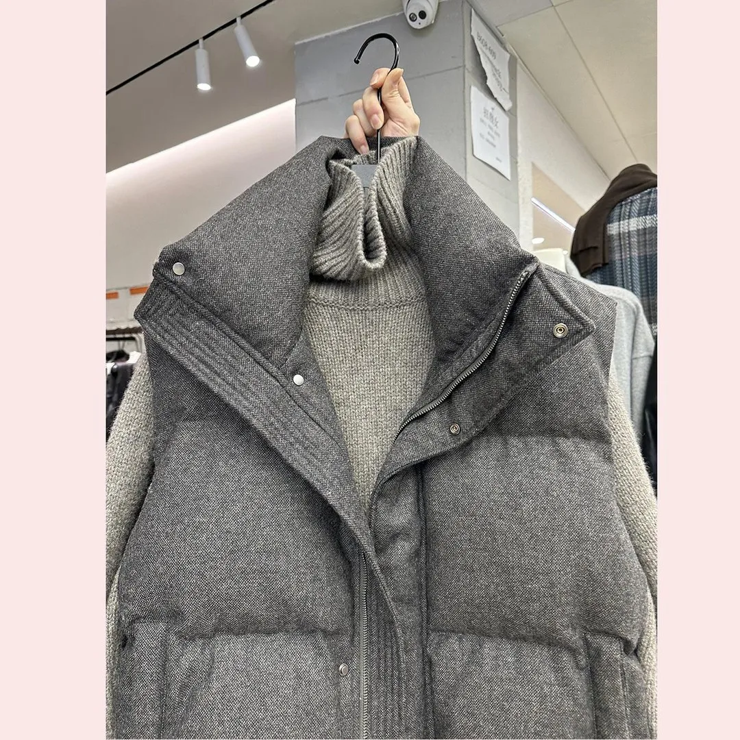 2025 Korea Chic Streetwear Personalized Vest Short Parkas Casual Elegant Coat Advanced High Street Moda All-match Women Jacket