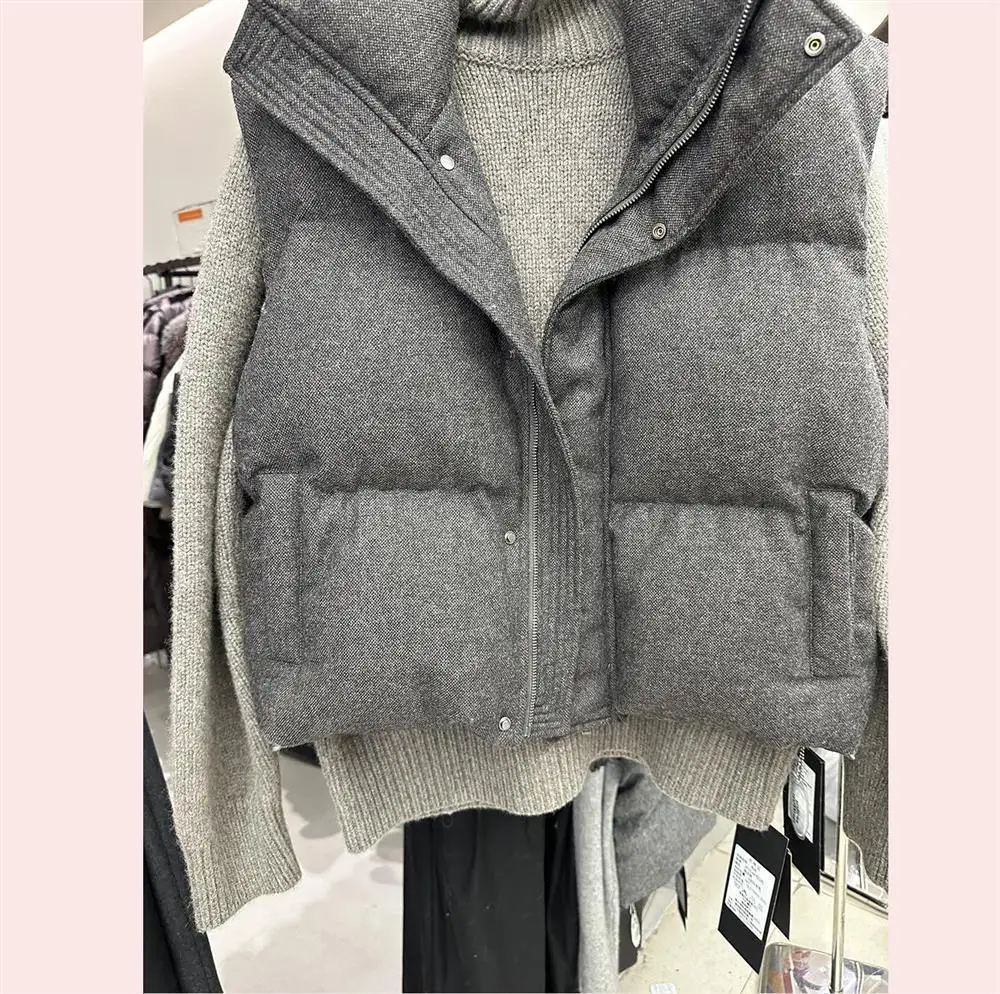 2025 Korea Chic Streetwear Personalized Vest Short Parkas Casual Elegant Coat Advanced High Street Moda All-match Women Jacket