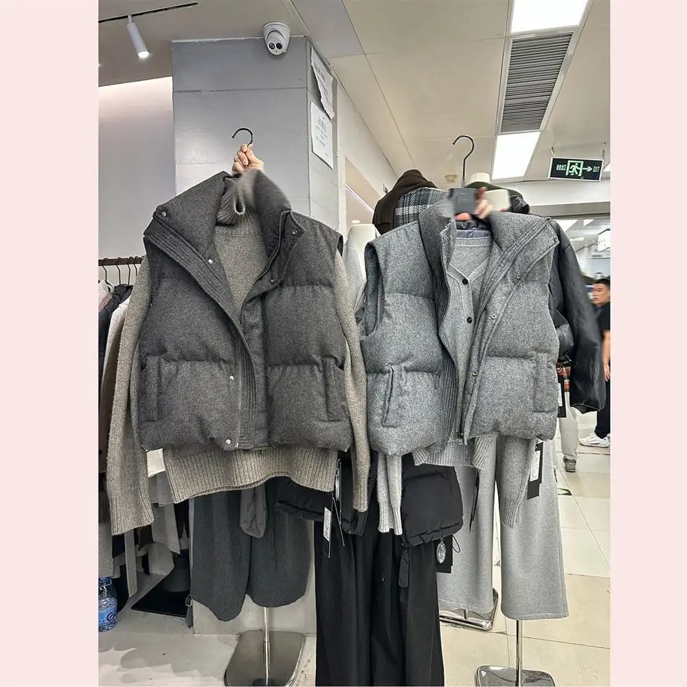 2025 Korea Chic Streetwear Personalized Vest Short Parkas Casual Elegant Coat Advanced High Street Moda All-match Women Jacket
