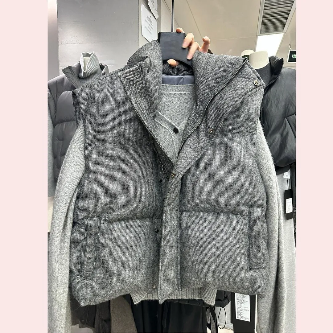 2025 Korea Chic Streetwear Personalized Vest Short Parkas Casual Elegant Coat Advanced High Street Moda All-match Women Jacket