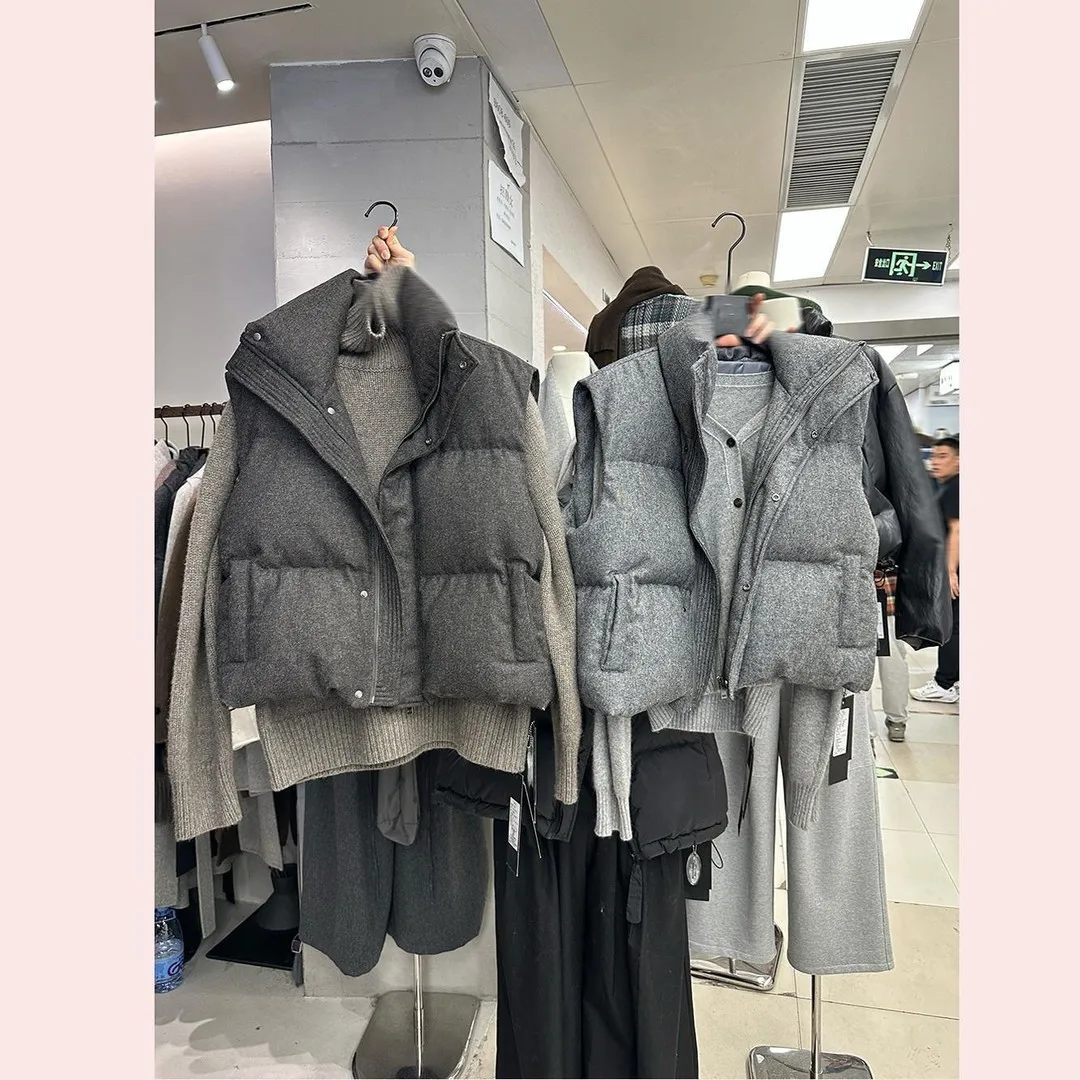2025 Korea Chic Streetwear Personalized Vest Short Parkas Casual Elegant Coat Advanced High Street Moda All-match Women Jacket
