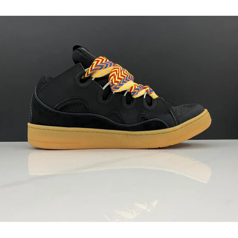 Men's and Women's Leather Splicing Lace Up Sports and Leisure Shoes, Retro Board Shoes, New Dad Shoes