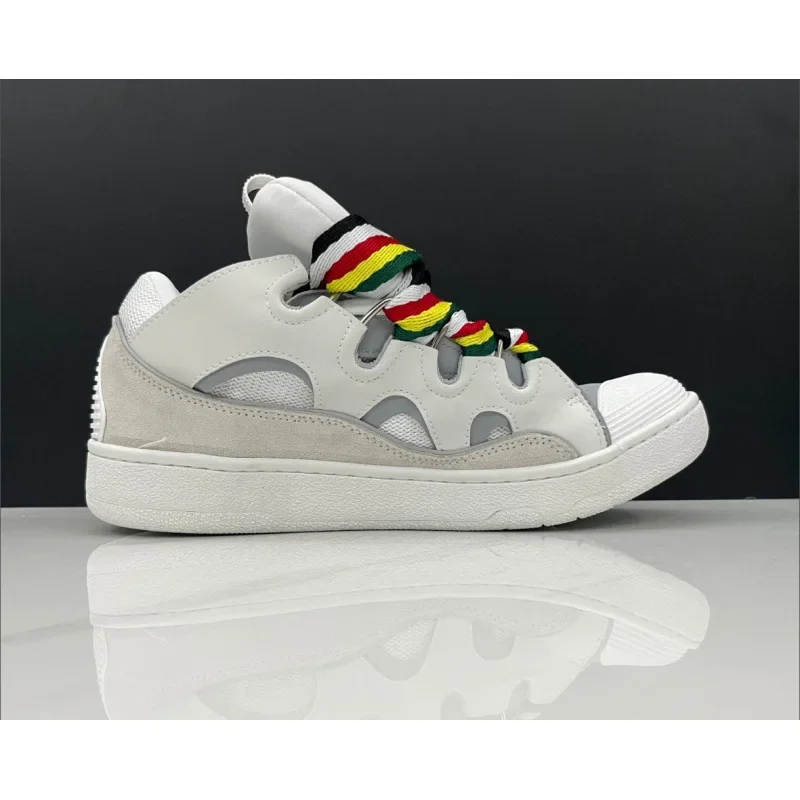 Men's and Women's Leather Splicing Lace Up Sports and Leisure Shoes, Retro Board Shoes, New Dad Shoes