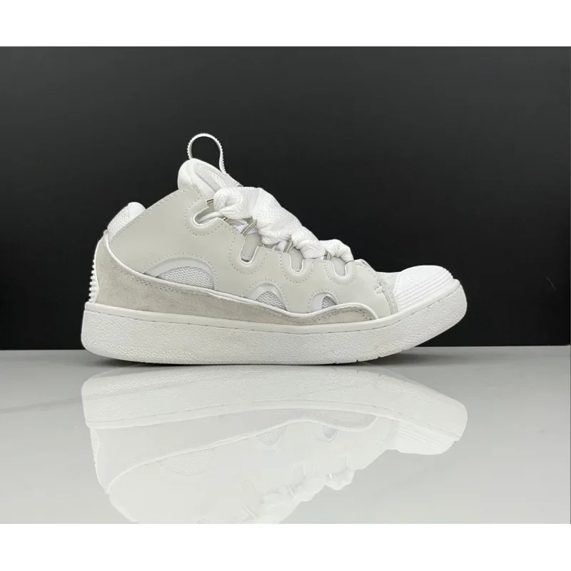 Men's and Women's Leather Splicing Lace Up Sports and Leisure Shoes, Retro Board Shoes, New Dad Shoes