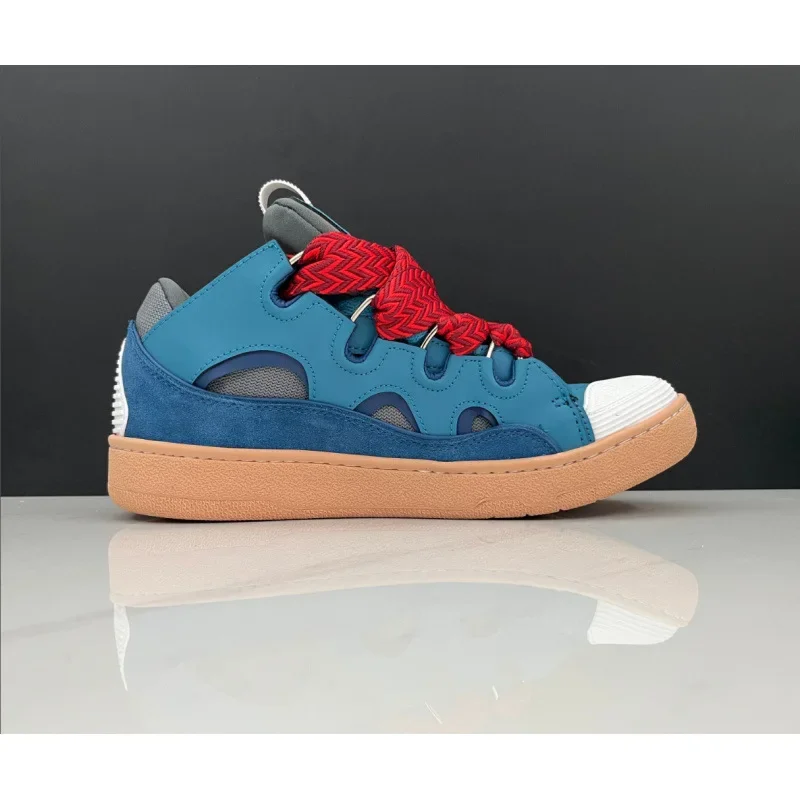 Men's and Women's Leather Splicing Lace Up Sports and Leisure Shoes, Retro Board Shoes, New Dad Shoes