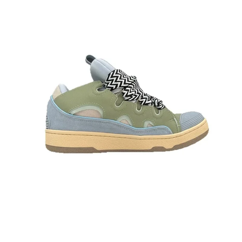 Men's and Women's Leather Splicing Lace Up Sports and Leisure Shoes, Retro Board Shoes, New Dad Shoes