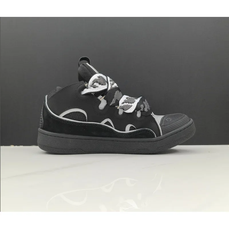 Men's and Women's Leather Splicing Lace Up Sports and Leisure Shoes, Retro Board Shoes, New Dad Shoes
